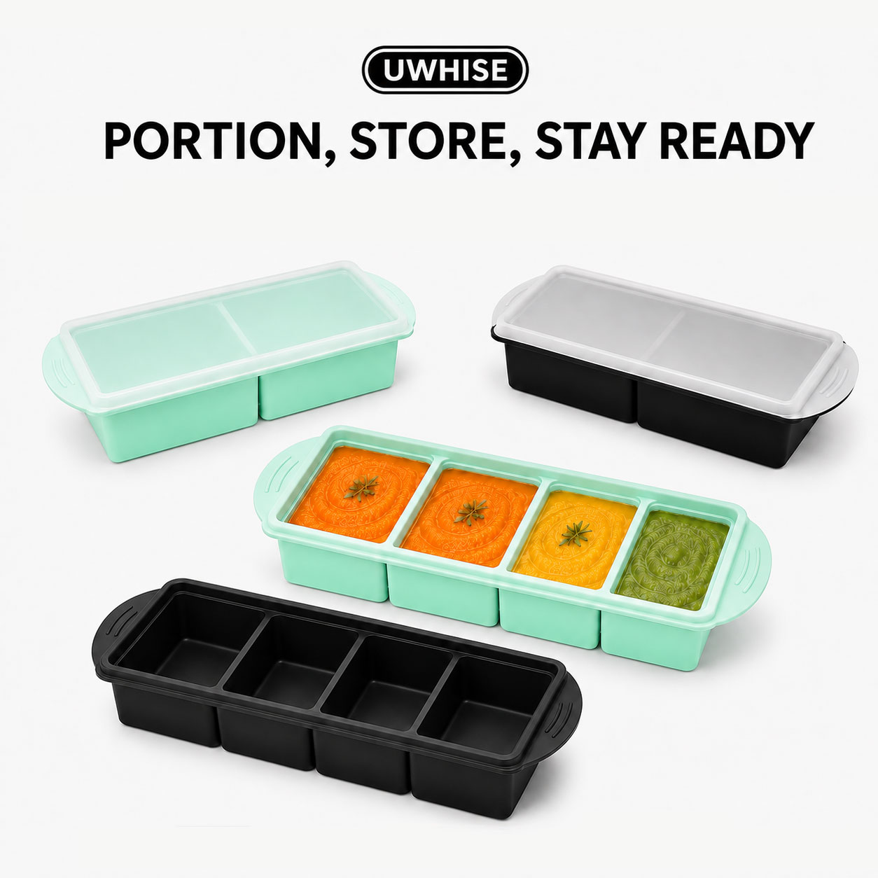 Xl Food Storage Containers With Lids - Uwhise Bac de Congélation en Silicone