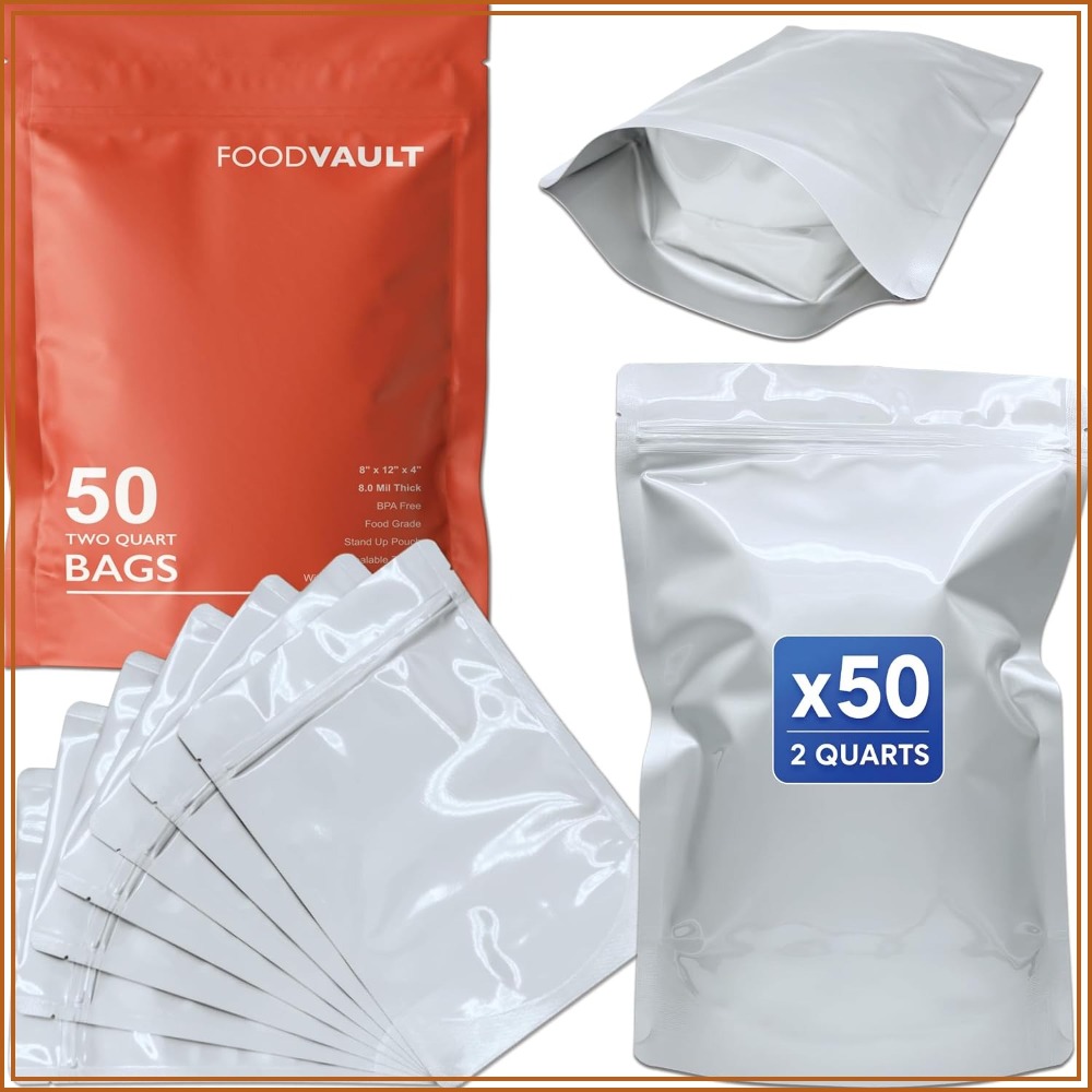 Food Storage 4 Quart - Sacs en Mylar de 2 quarts,