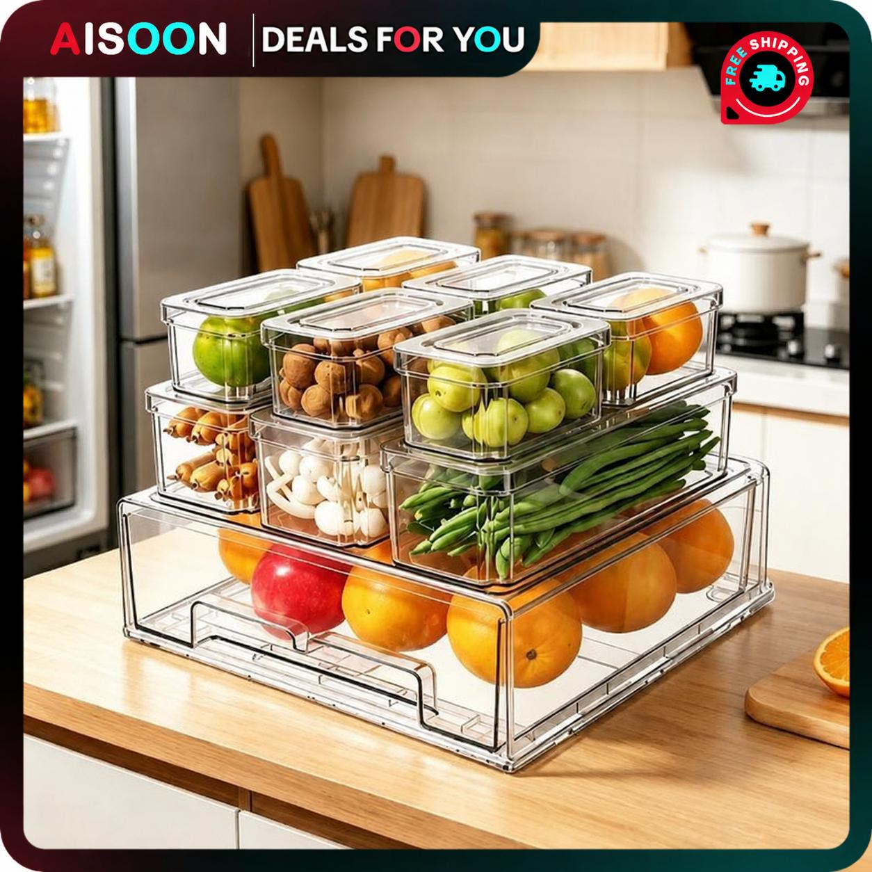 Stackable Pantry Bin - 10/14 pièces de bacs de rangement