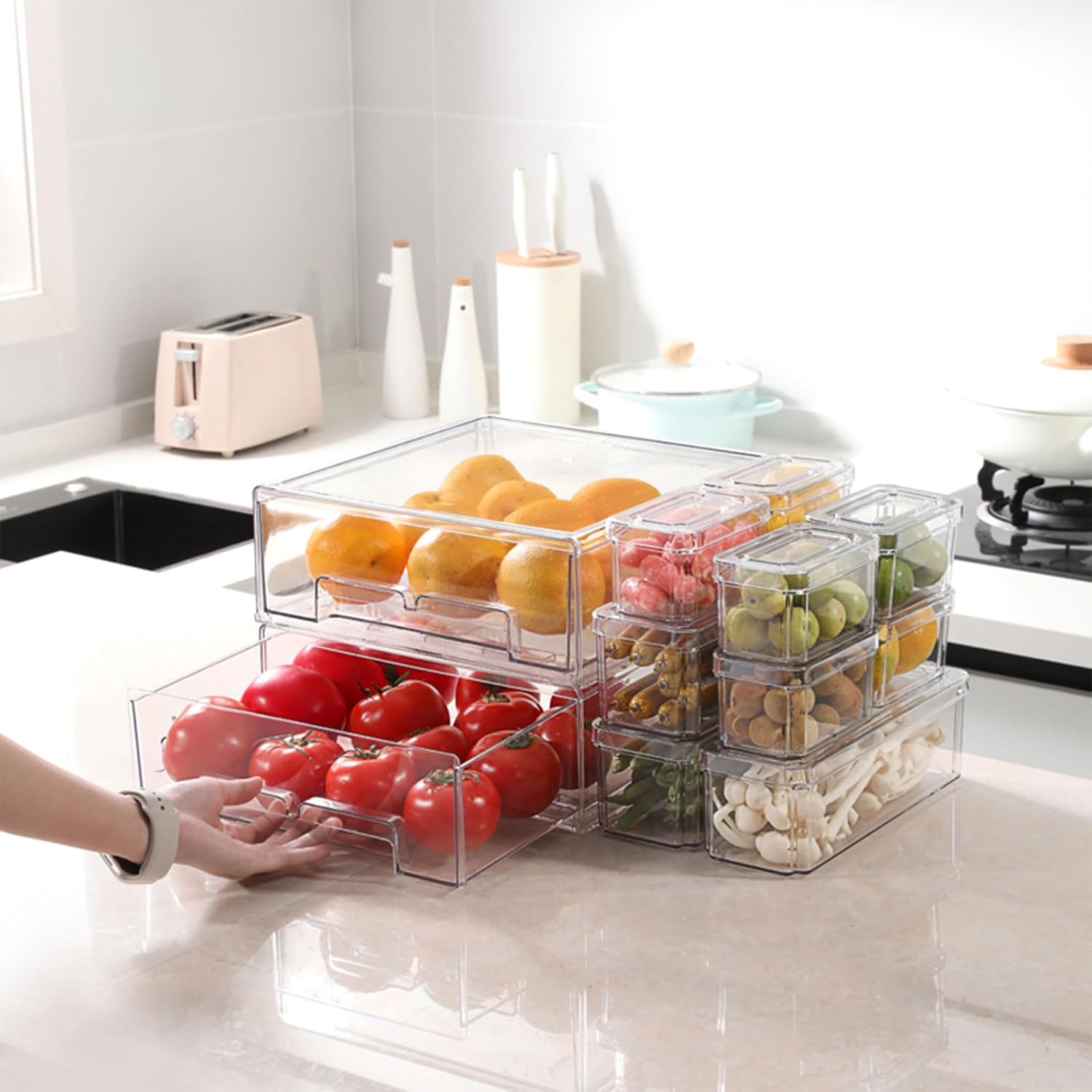 10/14 pièces de bacs de rangem - Stackable Pantry Bin avis et prix